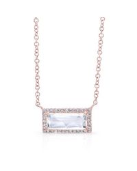 Anne Sisteron - Pink 14kt Rose Gold Rectangle White Topaz Diamond Necklace - Lyst
