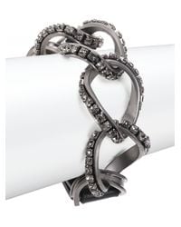 Lanvin | Black Crystal, Chain & Leather Wrap Bracelet | Lyst
