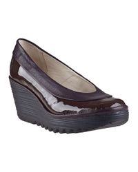 Fly London | Yoko Wedge Pump Deep Purple Patent | Lyst