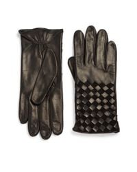 Portolano | Black Basket-weave Leather Gloves | Lyst