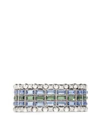 Philippe Audibert | Metallic Three-row Crystal Embellished Elasticated Bracelet | Lyst