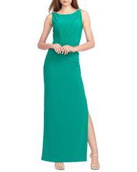 Ralph Lauren | Green Lauren Embellished Jersey Gown | Lyst