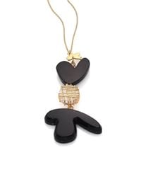 Marc By Marc Jacobs | Black Wildflower Long Drop Pendant Necklace | Lyst