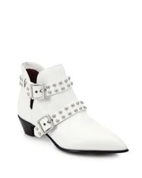 Marc By Marc Jacobs | White True Rebel Carroll Studded Leather Ankle Boots | Lyst