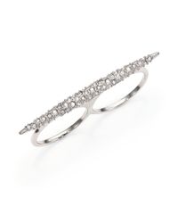 Alexis Bittar | Metallic Miss Havisham Liquid Pavé Crystal Two-finger Ring/silvertone | Lyst