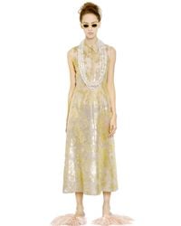 Rochas | Metallic Floral Embroidered Silk Nigel Dress | Lyst