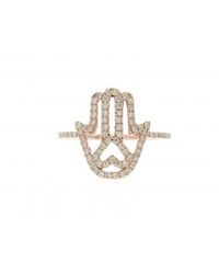 Anne Sisteron - Pink 14Kt Rose Gold Diamond Hamsa Ring - Lyst