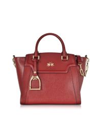 La Martina - La Portena Alejandra Dark Red Saffiano Leather Small Tote - Lyst