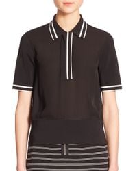Rag & Bone | Black Dana Striped Silk Polo Shirt | Lyst