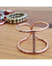 Anne Sisteron - Pink 14kt Rose Gold Diamond Bridge Ring - Lyst