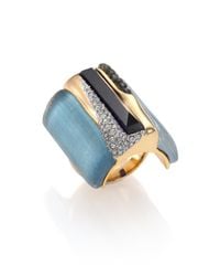 Alexis Bittar | Multicolor Sport Deco Lucite & Crystal Baguette Wide Ring | Lyst