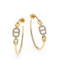 Michael Kors | Metallic Heritage Maritime Pavé Link Hoop Earrings/1.5 | Lyst