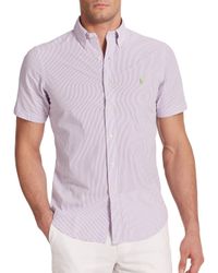 Polo Ralph Lauren | Purple Striped Seersucker Sportshirt for Men | Lyst