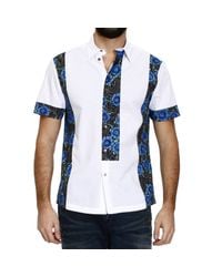 John Richmond | White Half Sleeve Shirt With Rose Printed Inserts for Men | Lyst