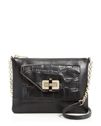 Diane von Furstenberg | Black 440 Gallery Uptown Croc-embossed Crossbody | Lyst