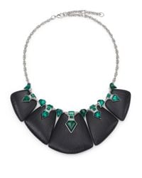Alexis Bittar | Green Deco Lucite & Crystal Kite Baguette Statement Bib Necklace | Lyst