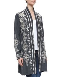 embroidered duster cardigan