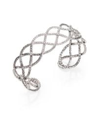 John Hardy | Metallic Pave Diamond Sterling Silver Braided Cuff Bracelet | Lyst