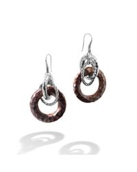 John Hardy | Metallic Drop Earrings With Rose Wood | Lyst