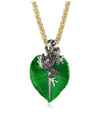Roberto Cavalli | Green Black Red Crystals and Golden Metal Frog Pendant Necklace | Lyst