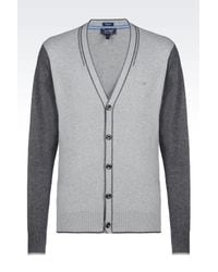 Armani Jeans | Gray Cardigan In Cotton Blend for Men | Lyst