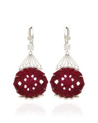Mark Cross | Red Ruby Carving and Diamond Earrings | Lyst