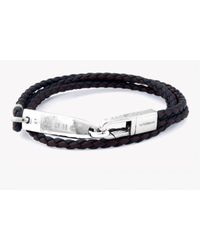 Tateossian - Bullet Shaped Id Bracelet In Black And Brown Leather With Silver Clasp for Men - Lyst