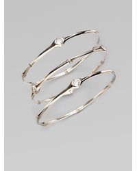 John Hardy | Metallic Bamboo White Topaz & Sterling Silver Bangle Bracelet Set | Lyst