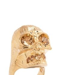 Alexander McQueen | Metallic Steel Floor Plate Pattern Skull Ring | Lyst