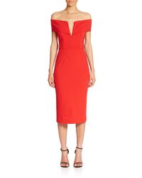 Nicholas | Red N / Ponte Shoulder Band V Dress | Lyst