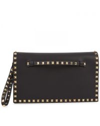 Valentino | Black 'rockstud' Clutch | Lyst