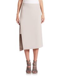 Brunello Cucinelli | Gray Double Layer Wool-blend Pencil Skirt | Lyst