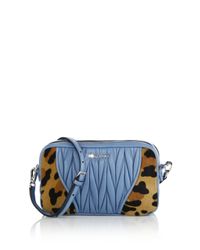 Miu Miu | Blue Cavallino Matelasse Leather & Calf Hair Camera Bag | Lyst