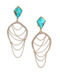 Alexis Bittar | Blue Miss Havisham Jagged Howlite Turquoise & Crystal Draped Chain Clip-On Earrings | Lyst