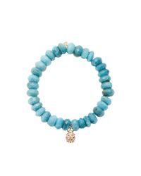 Sydney Evan | Blue Ruby and Diamond Lady Bug Charm Beaded Bracelet | Lyst