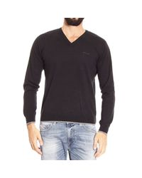 Armani Jeans | Black Sweater V With Patches Contrast for Men | Lyst