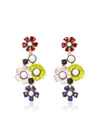 Oscar de la Renta | Multicolor Flower Pearl Drop Earring | Lyst