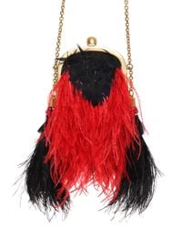 Alexander McQueen | Red Faux Ostrich Feather Shoulder Bag | Lyst