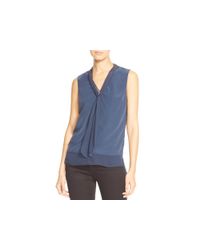 Elie Tahari | Blue Brandi Silk Tie Neck Blouse | Lyst