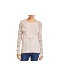 Autumn Cashmere | Beige Fringe Crewneck Sweater | Lyst