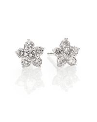 Kwiat | Cluster Diamond & 18k White Gold Flower Stud Earrings | Lyst