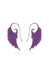 Noor Fares | Fly Me To The Moon Wing Earrings In Purple Titanium | Lyst