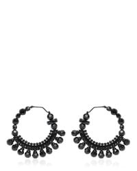 Givenchy | Black Crystal Hoop Earrings | Lyst