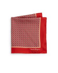 Ferragamo | Red Deco Gancini Silk Pocket Square for Men | Lyst