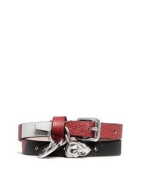 Alexander McQueen | Multicolor Double Wrap Skull Abstract Print Leather Bracelet for Men | Lyst