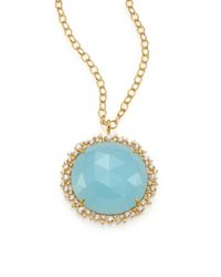 Mija | Light Blue Jade & White Sapphire Cluster Pendant Necklace | Lyst