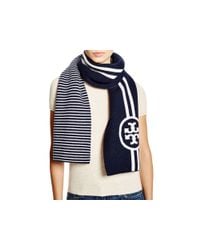 Tory Burch | Blue Reversible Striped Scarf | Lyst