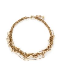 Lulu Frost | Metallic 'kinship' Safey Pin Twist Chain Pearl Necklace | Lyst