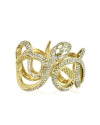 Roberto Cavalli - Metallic Serpent Metal Bracelet W/crystals - Lyst