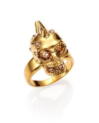 Alexander McQueen | Metallic Punk Skull Crystal Ring/goldtone for Men | Lyst